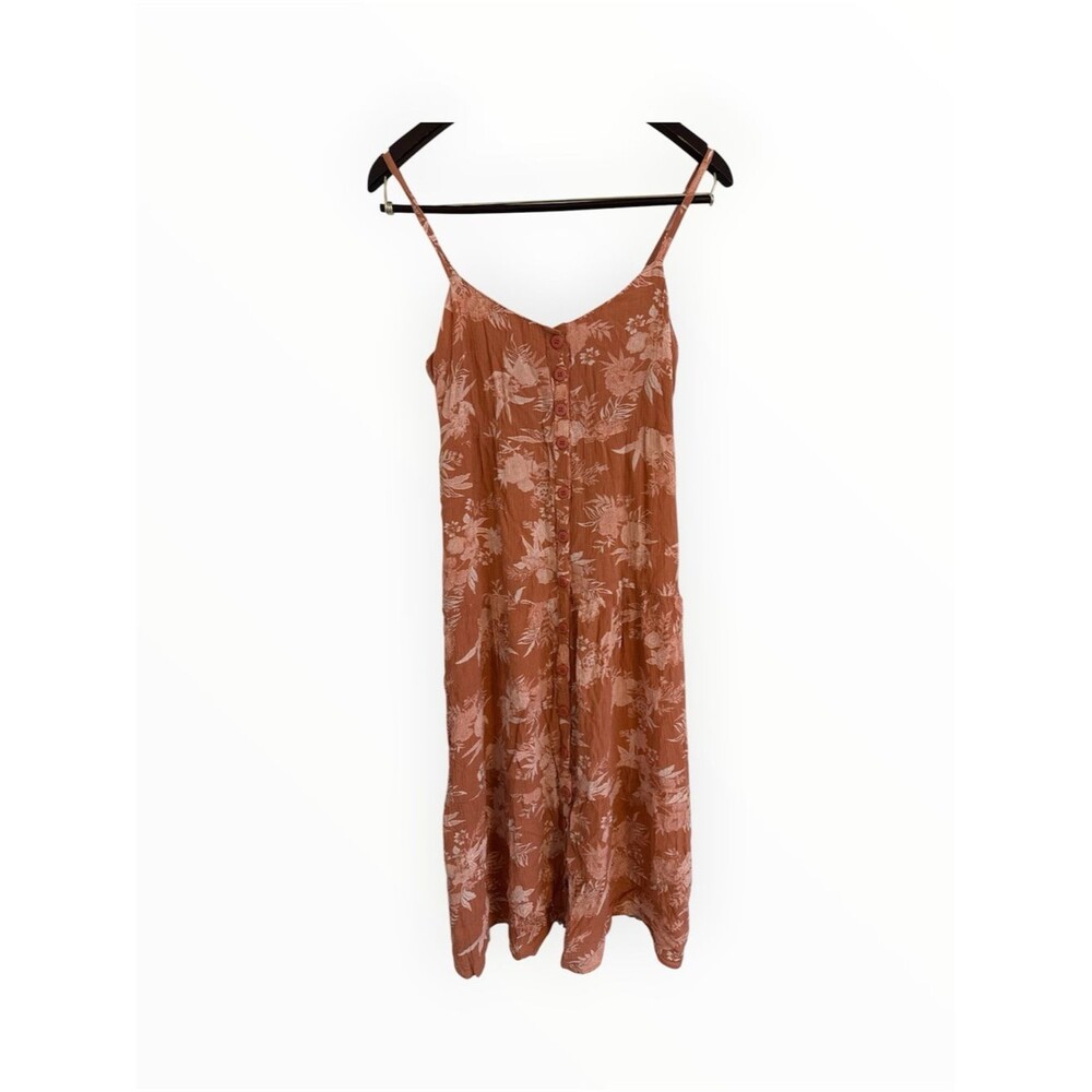 Oink Rose Sleeveless Floral Slip Dress in Rust Size Medium